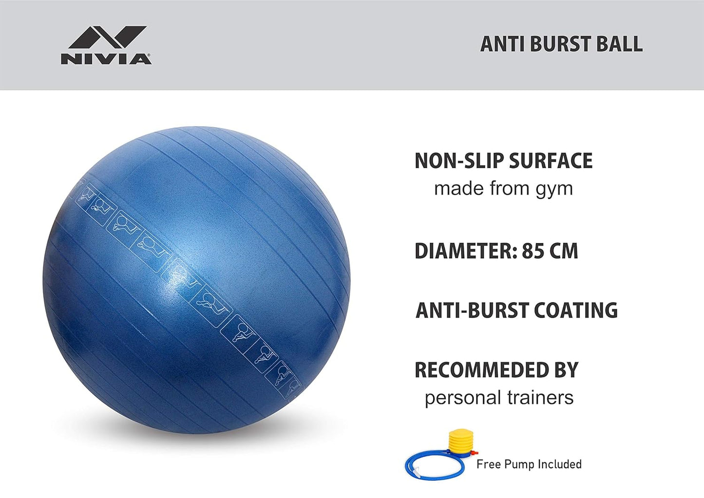 NIVIA Anti Burst Exercise Ball with foot pump