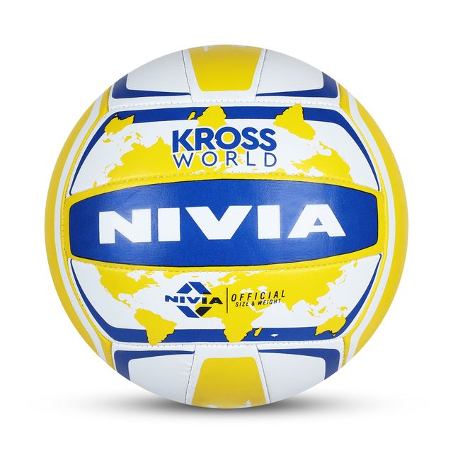 Nivia Kross Rubber Hand Stitched Volleyball, Size 4, (Yellow and Blue) - 2250