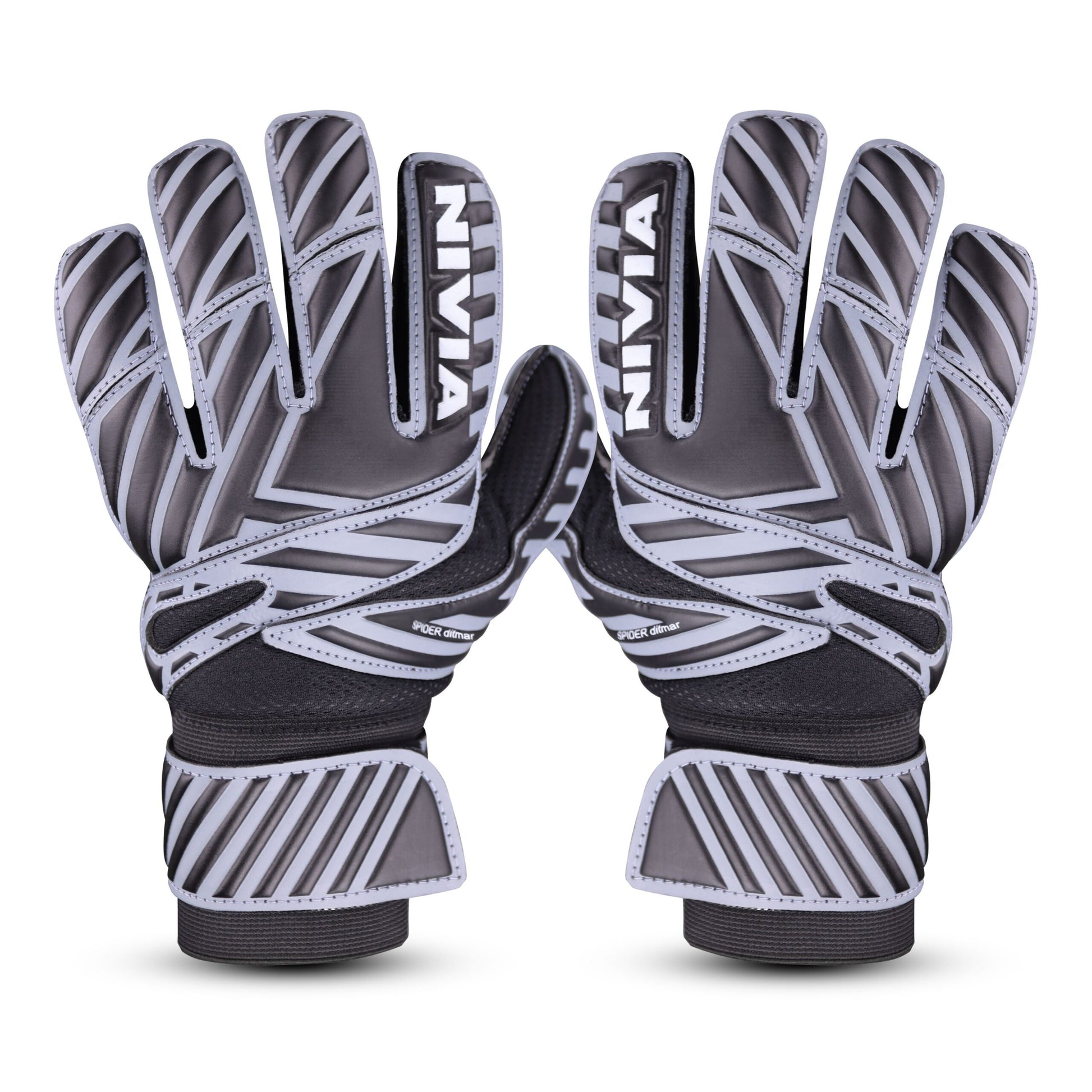 NIVIA Ditmar Spider Black Goalkeeper Gloves For Men & Women, Black