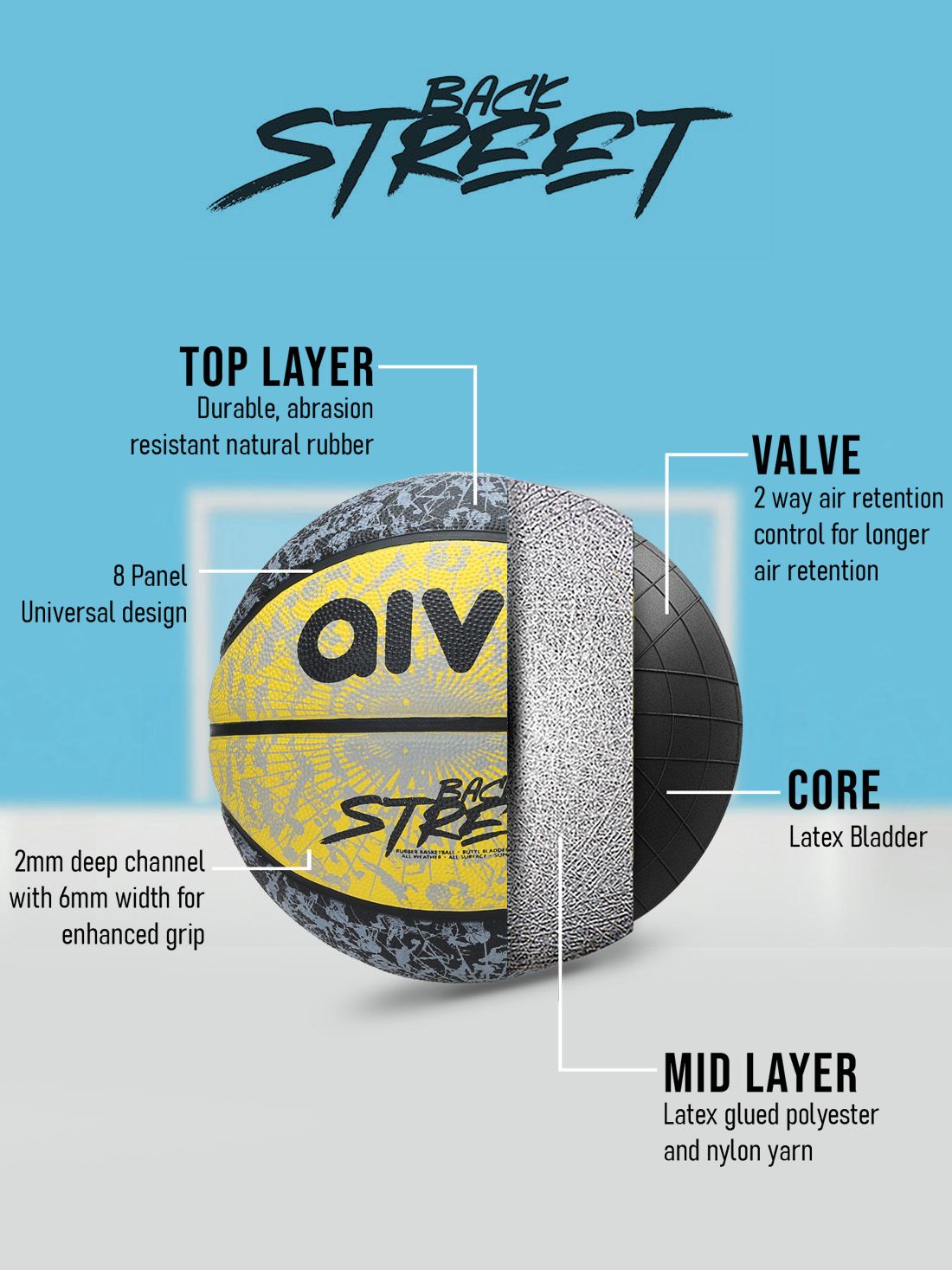 AIVIN Back Street Basketball Size