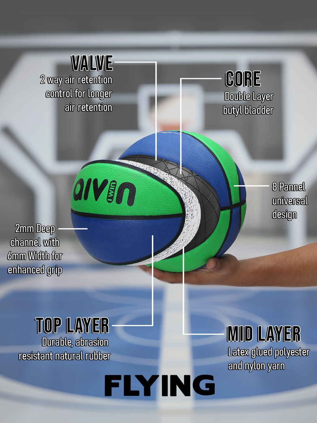 AIVIN Flying Pink/Blue Basketball