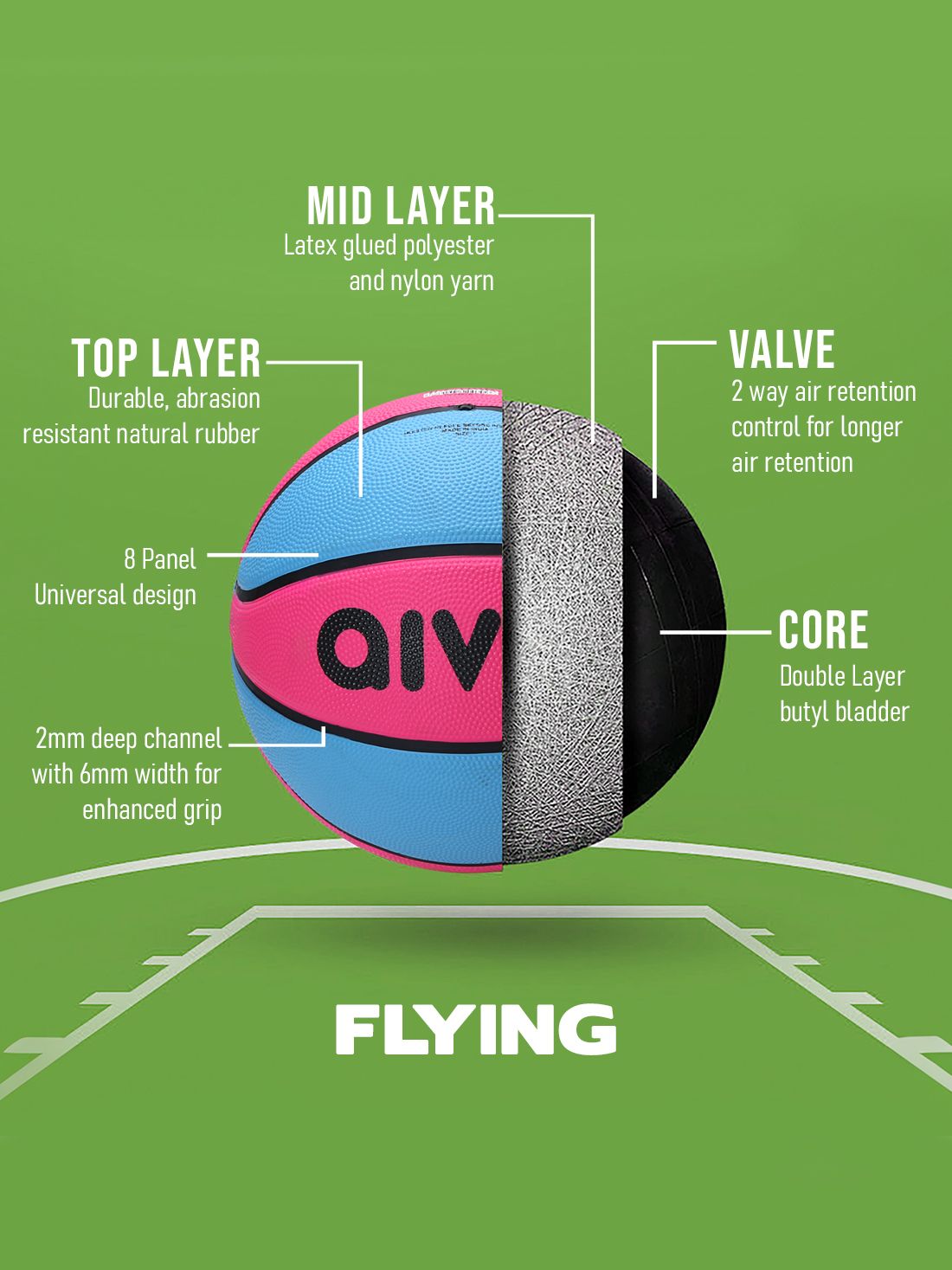 AIVIN Flying Pink/Blue Basketball