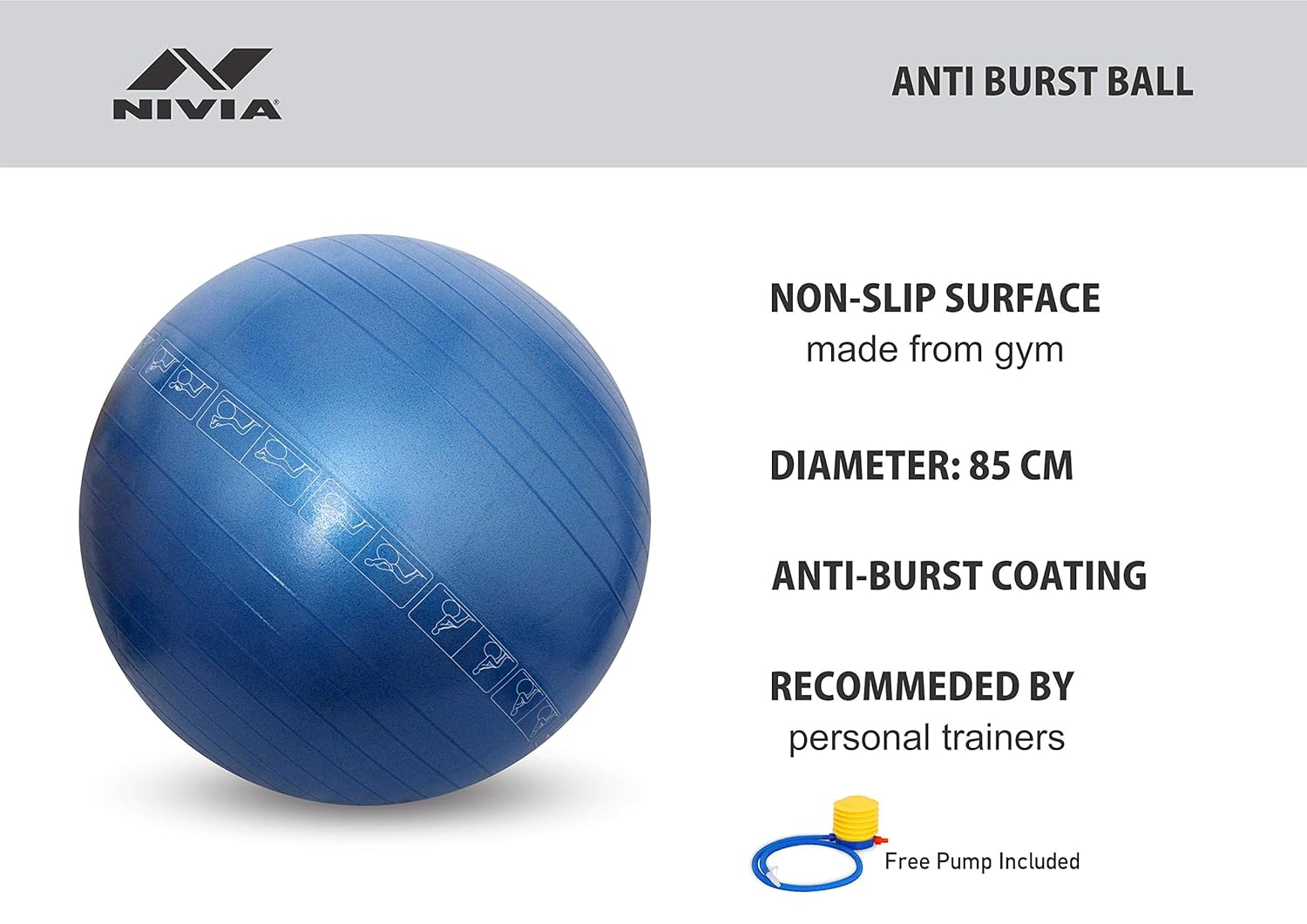 NIVIA Anti Burst Exercise Ball with foot pump