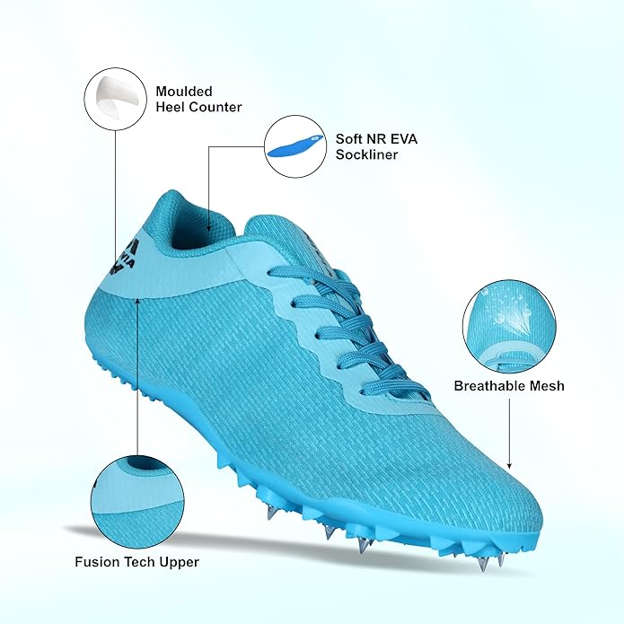 NIVIA Strider 3.0 Sky Blue Running Spikes Shoes for Men