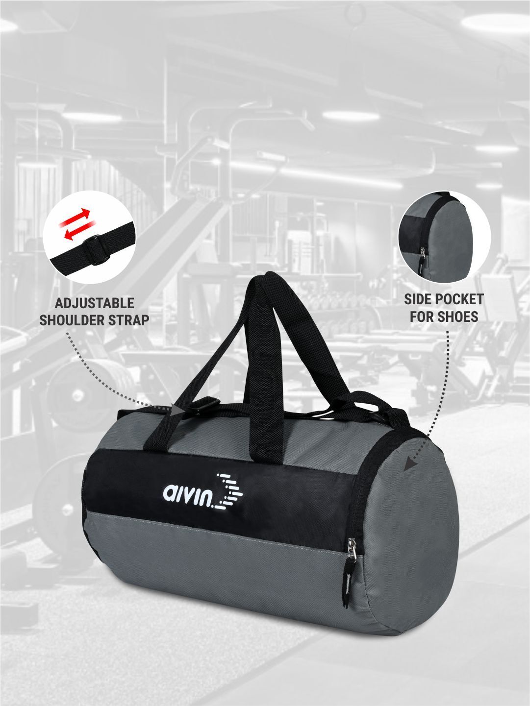 AIVIN GYM BAG 02 GREY/BLACK - AV505GB