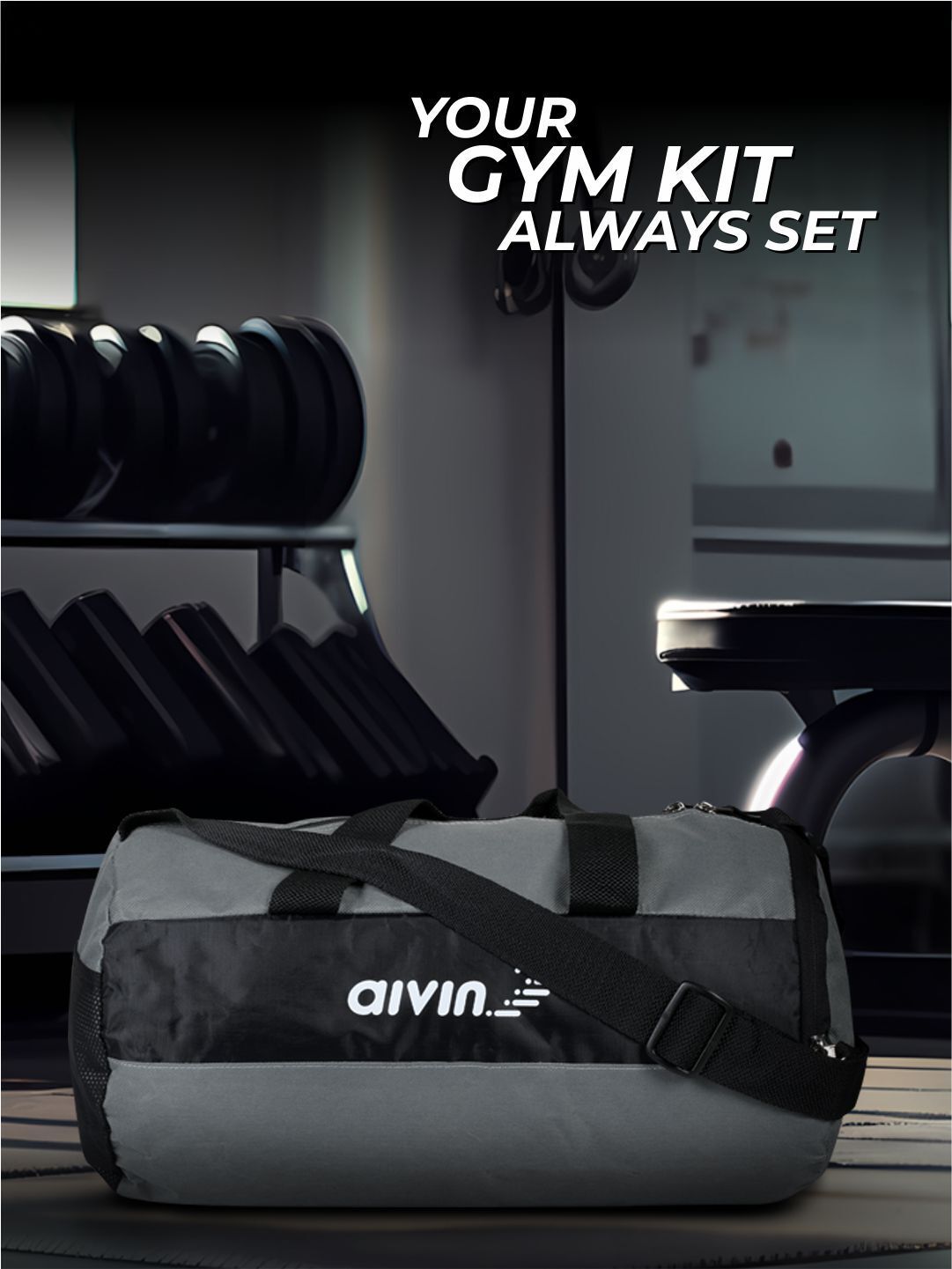 AIVIN GYM BAG 02 GREY/BLACK - AV505GB