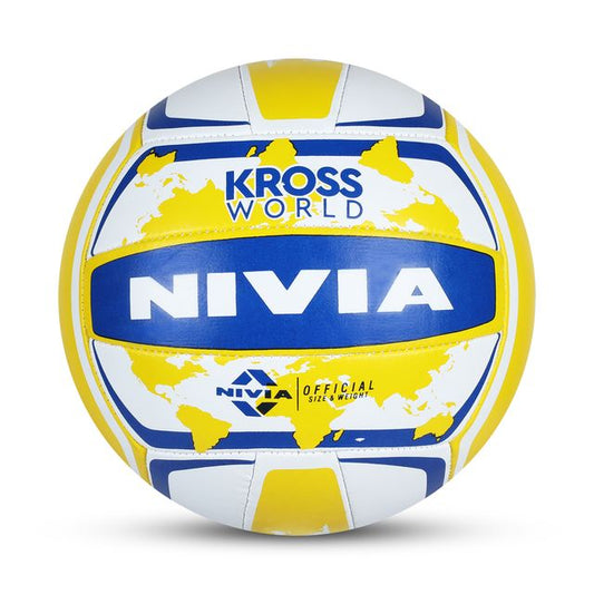 Nivia Kross Rubber Hand Stitched Volleyball, Size 4, (Yellow and Blue) - 2250